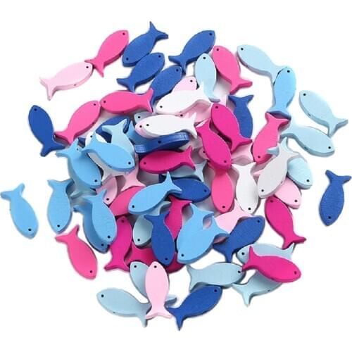 50pcs Wooden Beads Pendant Fish ShapeWood Pendant for DIY Art & Craft Project Jewelry Making Bags Kids Toys