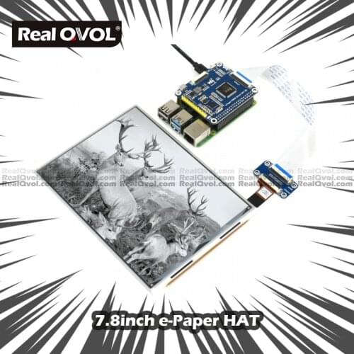 RealQvol 7.8inch E-Ink Display HAT for Raspberry Pi, 1872*1404 Resolution,IT8951 Controller, USB/SPI/I80/I2C Interface