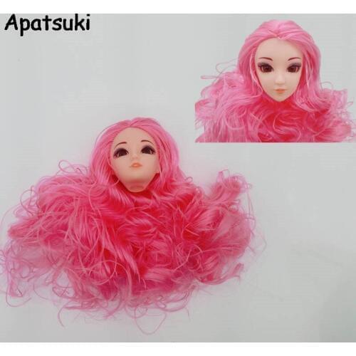 Pink Wavy Hair Doll Head High Quality Dolls Head DIY Accessories Heads For 11.5" Doll Heads For 1/6 BJD Doll House Kids Toy
