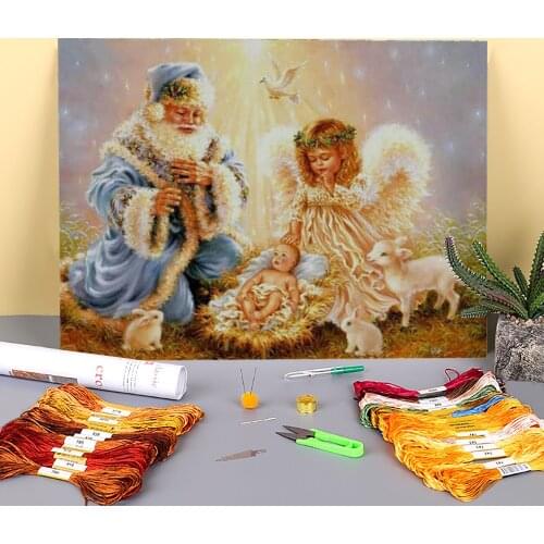Angel Girl Landscape Printed Canvas 11CT Cross Stitch Embroidery Full Kit DMC Threads Hobby Handmade Knitting Different
