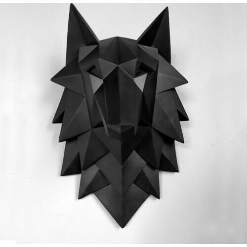 [Artware] 3D Abstract Wolf Head Art Statue Handmade Resin Wall Decoration Accessories Sculpture Wedding Chrismas Crafts