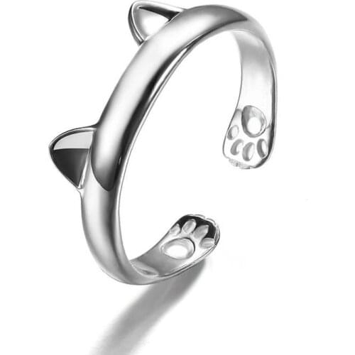 Ring Cat Ear Finger Ring Open Design Cute Fashion Ring Jewelry for Women Young Girl Child Gift Adjustable Jewelry