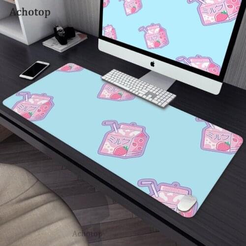 Cartoon Strawberry Milk Mouse Pad Anime Large Rubber Gaming Speed Kawaii Mousepad Keyboard Locking Edge Otaku Computer Desk Mat