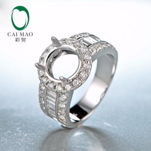 8.5MM Round 14K White Gold Diamond Semi Mount Engagement Wedding Ring Setting