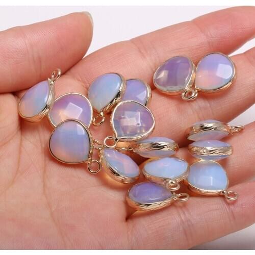 4pcs New Natural Stone Pendant Drop-shaped Opal Stones Faceted Pendant Necklace For DIY Jewelry Best Birthday Gift Size 13x18mm