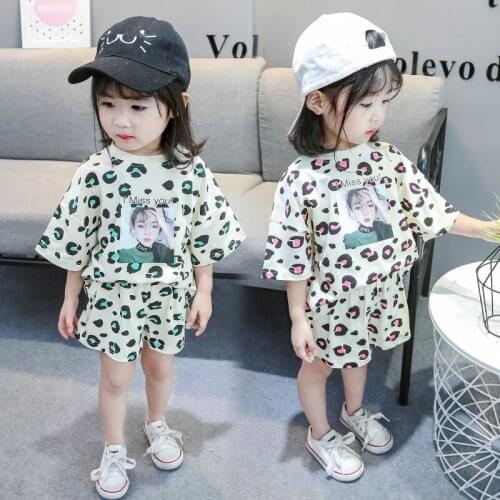 Summer Toddler Girl Sets Casual Leopard Print Short Sleeve T-shirt Shorts Kids Clothing 2 3 4 5 6 Years Baby Child Suits New