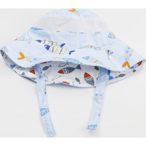 Summer Hat Boy Girl Sun Beach Bucket Hat Wide Brim String Cap UV Protection Outdoor Accessory For Baby Toddlers Swimming
