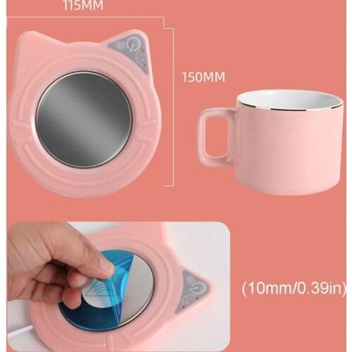 Cute Cat Coffee Mug Warmer Pad & Cups Electric Power Cup Warmer Heat Beverage Mug Mat Keep Warm Coffee Tea Electric pad T84C