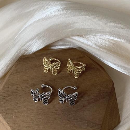 Fashion Vintage Metal Hollow Butterfly Ear Clips For Women Girls Cute No Piercing Fake Cartilage Ear Jewelry