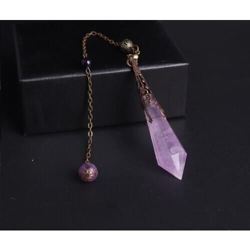 Power Amulet Dowsing Divination Pendant Amethysts Natural Stone Pendulum Reiki Druzy Healing Faceted Pyramid Jewelry Pendants