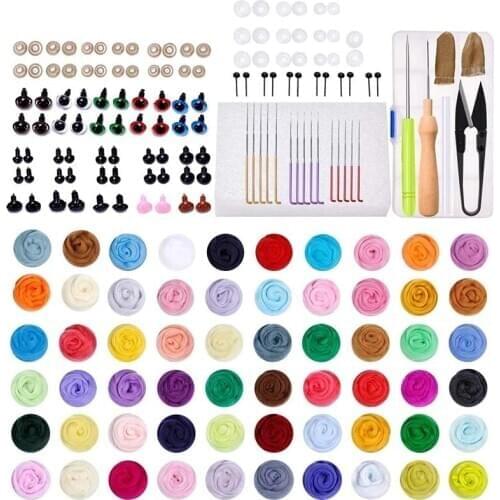 LMDZ Felting Kit, Needle Felting Kit for Beginner, 60 Colors Wool Roving, Wool Felting Tool Kit with Color Coded Felting
