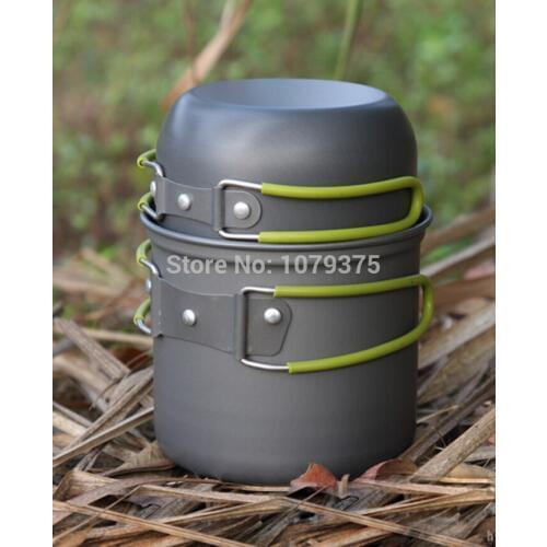 Free shipping hot sales Outdoor tableware Camping Hiking Cookware Cooking Picnic Bowl Pot Set for 1-2 person super light