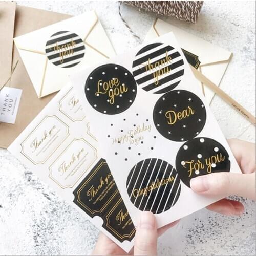 60pcs Golden THANK YOU FOR YOU Stickers DIY Greeting Words Seal Labels Pastry Cake Baking Packaging Gift Adhesive Seal Stickers