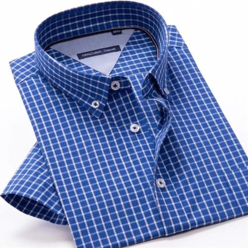 Oversize 8XL 9XL 10XL Mens 100% cotton plaid short-sleeved shirt Summer loose fashion high quality loose shirt Brand clothing