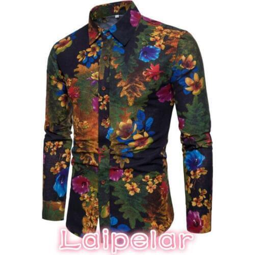 New Fashion Casual Men Shirt Long Sleeve Europe Style Slim Fit Shirt Men High Quality Cotton Floral Shirts Mens Clothes