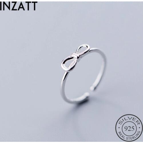 INZATT Real 925 Sterling Silver Hollow Bowknot Opening Ring For Beautiful Women Anniversary Romantic Ring Fine Jewelry Gift 2019