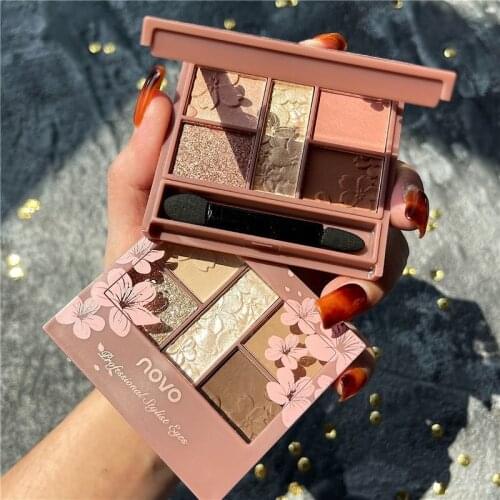 Romantic Flower 5 Colors Eyeshadow Palette Matte Shimmer Glitter Smooth Powder Long-wearing Waterproof Pigmented Eyes Makeup