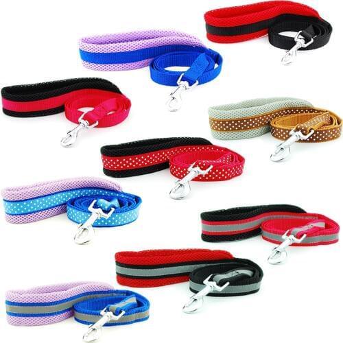 Dog Leash Pet Mesh Breathable Padded Dog Cat lead Reflective Polka Dot Solid Leash for Puppy Small Medium Large Dogs Traction