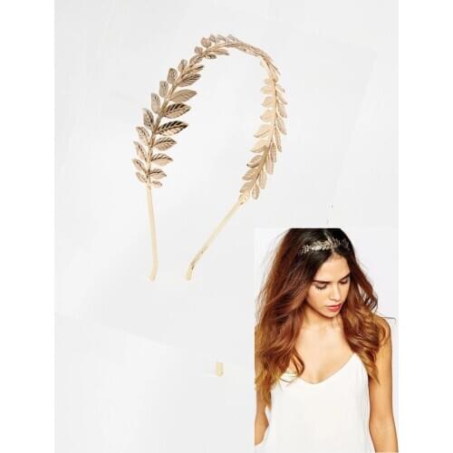 European Greek Goddess Headband Metallic Leaves Branch Crown Hair Band Wedding Bridal Tiara Shimmer Vintage Jewelry Hair Accesso