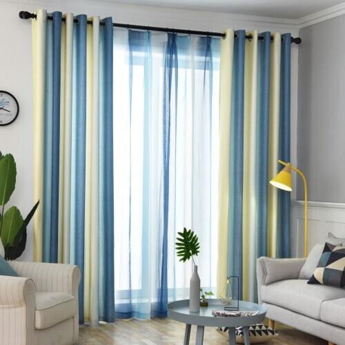 Simple Modern Curtains for Living Room Shade Imitation Linen Curtins for Bedroom Nordic Style Gradient Striped Curtains Fabric