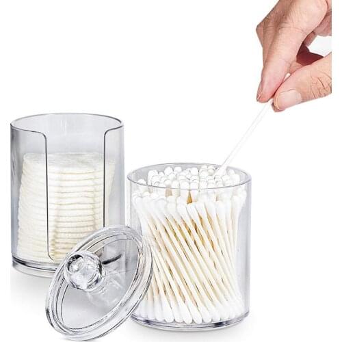 Transparent Cotton Swab Holder Bathroom Acrylic Convenience Organizer With Lid for Cosmetics Jewelry