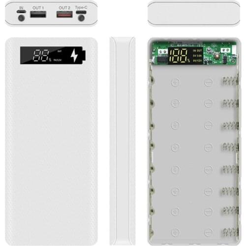 QC3.0 PD Display DIY 8x18650 Battery Case Power Bank Shell Quick Charge Box