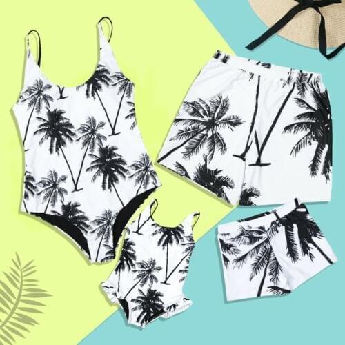 Family Matching Swimsuit Mother Father Girls Boys Swimwear Sleeveless Flowers One Piece Bikini Shorts Swimsuit Bikini Sets