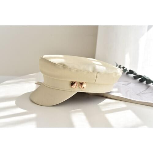 202101-daifa Britain Retro Glossy fabric Gold button decoration leisure Octagonal hat men women visors cap