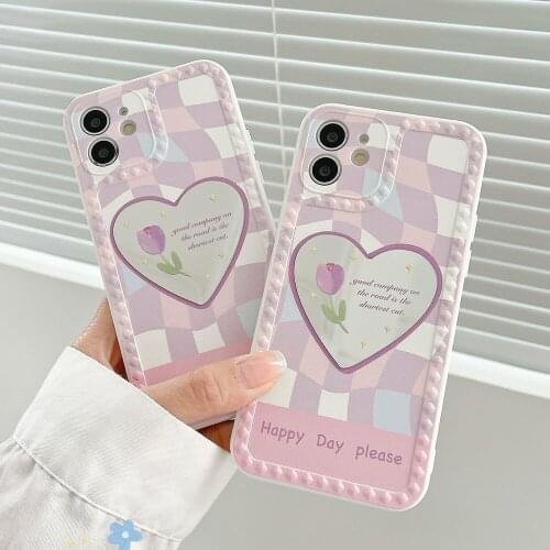 INS Korea Cute 3D Love Flower Mirror Soft Silicone Phone Case For iphone 11 12 pro Max 7 8 Puls SE X XR XS Protection Back Cover