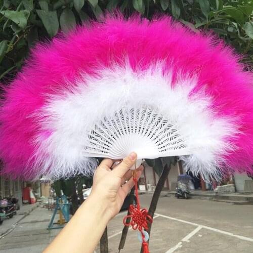 Beautiful high quality fluffy feather hand fan stage show props party 1pcs Goose feather fan wedding birthday