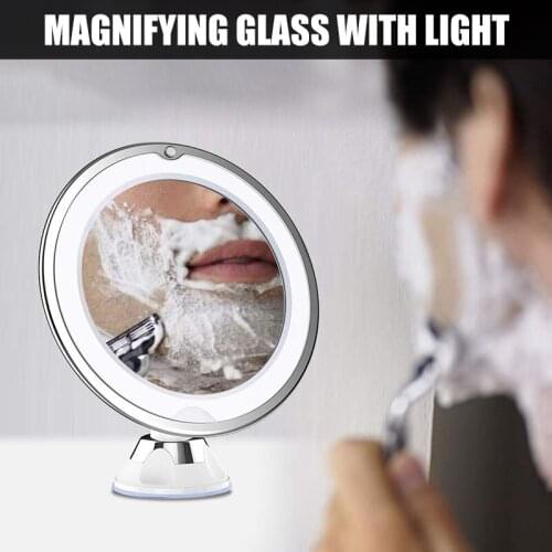 High Quality 10X Magnifying Mirror with Lights Makeup Mirror Vanity Mirror Lights 360 Degree Rotation Powerful Suction Cup