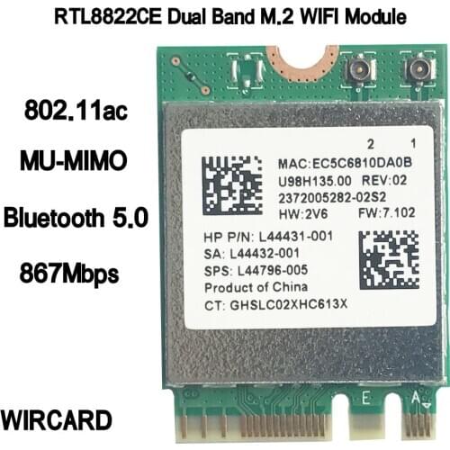 WIRCARD RTL8822CE Dual Band 802.11ac M.2 WIFI CARD WIFI Mudule + Bluetooth 5.0 Network Card