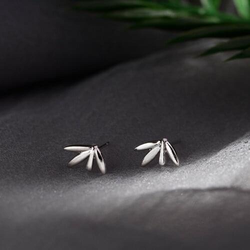 Bamboo Leaves Stud Earrings For Women Creativity Simple Trendy Multi Layer Plant Ear Ring Keep Pierced Girl Party Small Jewelry