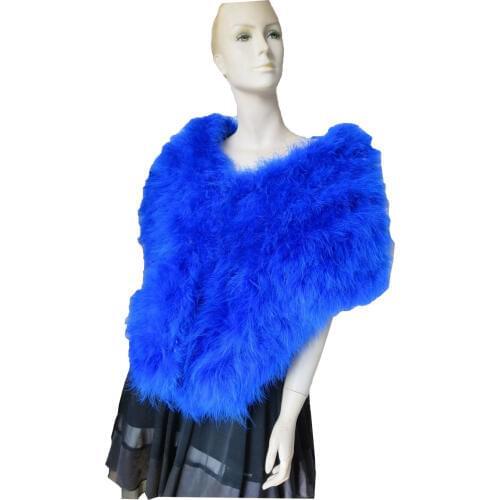 Ladys Real Ostrich feather Fur Scarfs/ Cape/ Poncho Wedding Party Warm Royal Blue