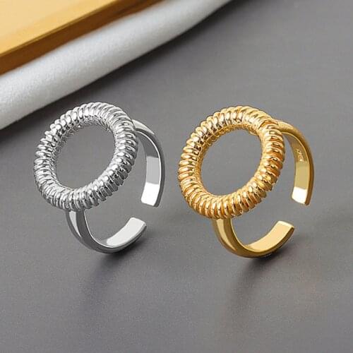 VENTFILLE 925 Sterling Silver Hot Round Spring Shape Hollow Ring Female Fashion Retro Classic Jewelry Accessories