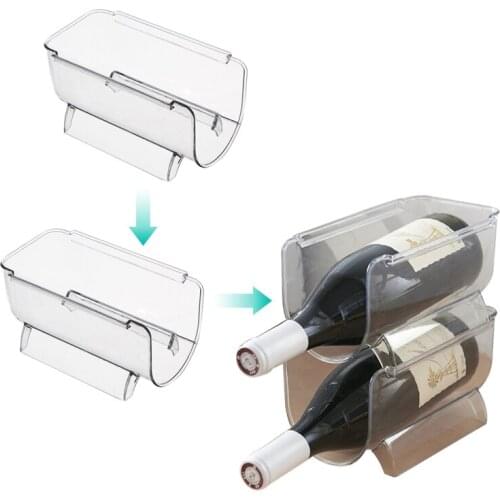 1/2/4Pcs Fridge Organizer Kitchen Organizer Refrigerator Wine Bottle Rack Universal Bottle Holder Stackable Beverage Organizer