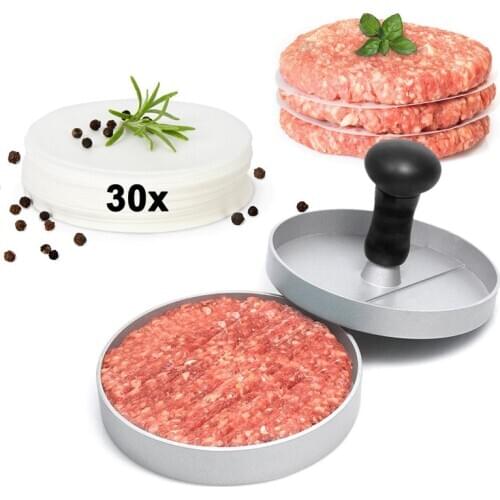 1 Set Round Shape Burger Press Patty Maker Mold Non-Stick Aluminum Heavy Hamburger Press Stuffed Meat Beef Kitchen BBQ Tools