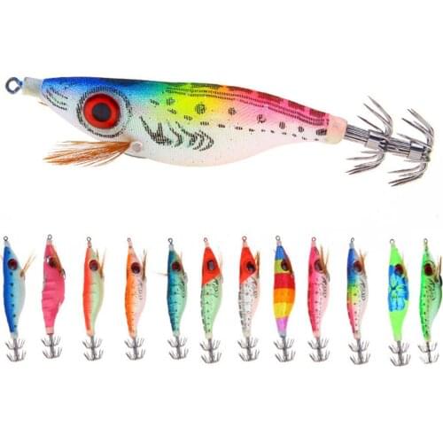 1Pcs 9.2g 10cm Squid Lure Shrimp Jigs Wood Lure Luminous Octopus Lures 3D Eyes Cuttlefish Artificial Bait Jigging Fshing Lure