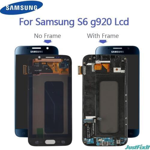 100% Tested Super amoled For Samsung Galaxy S6 G920G burn-in shadow Lcd Display Touch Screen Digitizer Assembly + Front frame