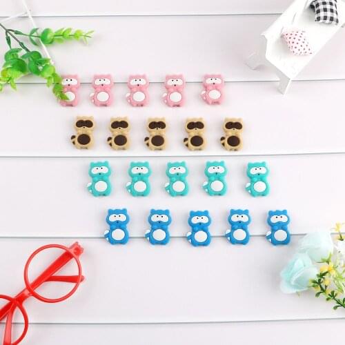 Kovict 100pcs Silicone Raccoon Beads Animal Pacifier Clip Accessories Baby Teether BPA Free DIY Beads For Teething Necklace