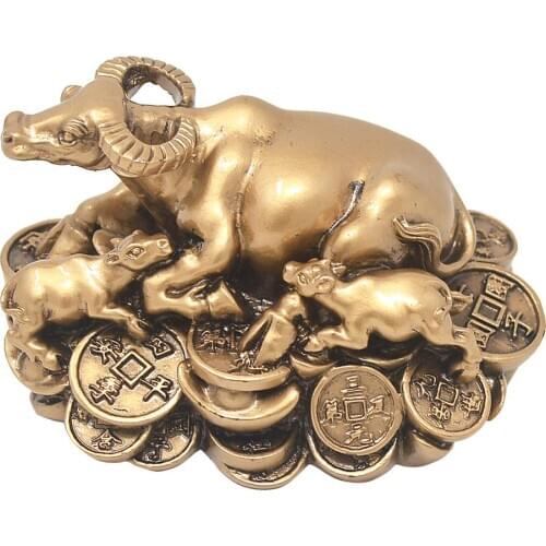 2021 Chinese Zodiac Year of The Wealth Ox Lucky Statue Figurine-Peace in All Seasons W4242-1