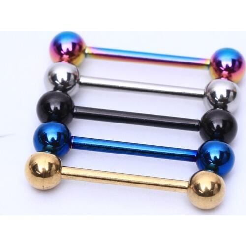 5pcs Mixed 5 color Tongue Ring labret Ear Nail Rings Tongue Nipple Bar Ring Tragus Ear Piercing Barbell earring Body jewelry