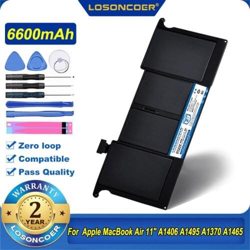 6600mAh A1406 New Laptop Battery For Apple MacBook Air 11" A1406 A1370 (2011 Version),020-7376-A 020-7377-A MC968 MC969