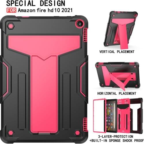 Case for All-New Kindle Fire HD 10 Plus(11th Gen 2021), Heavy-Duty Drop-Proof Shock-Resistant Rugged Stand case for Fire HD 10