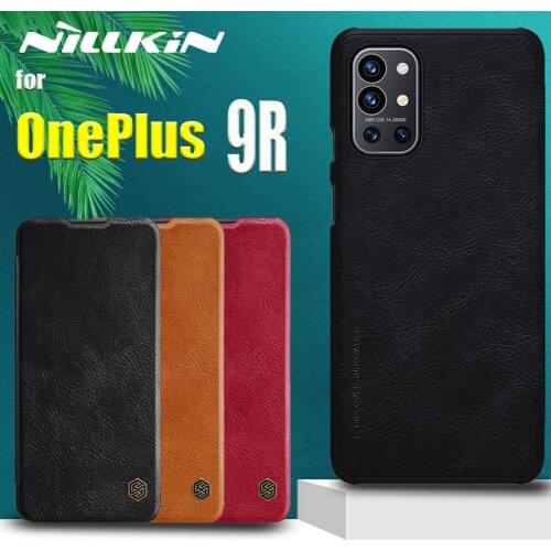 For OnePlus 9R Case Nillkin Luxury Genuine Soft Flip Leather Card Slot Shockproof Phone Back Cover on OnePlus 9R Capa