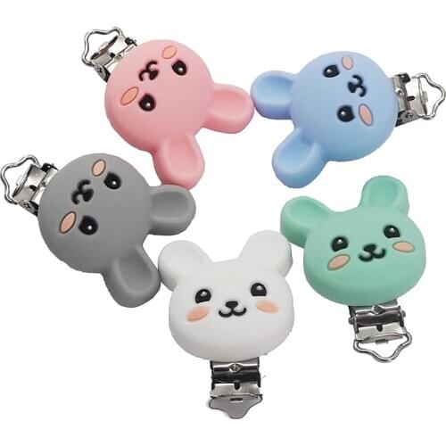 Chenkai 50PCS BPA Free DIY Silicone Rabbit Teether Baby Animal Pacifier Dummy Nursing Soother Sensory Toy Gift Accessories