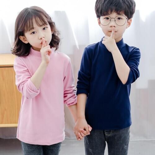 Kids spring Fall bottoming shirt 2-15T children long sleeve Turtleneck shirt teenage clothes boys girls warm pullovers jacket