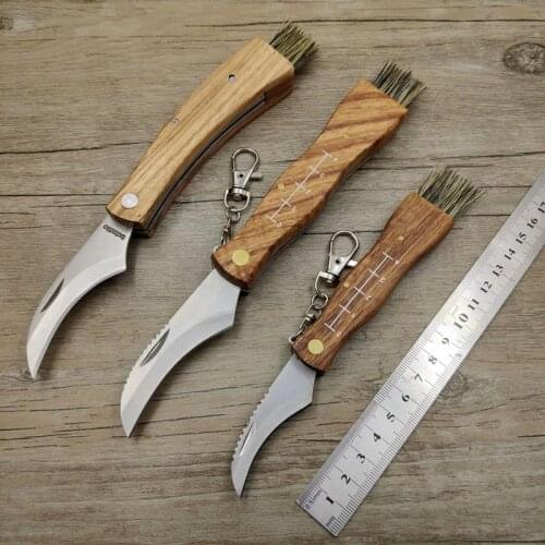 Dropship Mini Portable multi-function folding knife camping knives rosewood handle collecting mushroom knife with brush tool