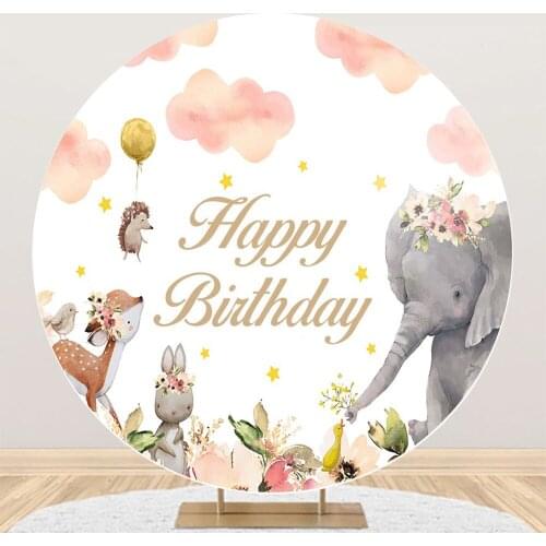 Circle Round Shape Animal Forest Elephant Backgrounds Photography Children Birthday Party Photozone Poster Photo Backdrop