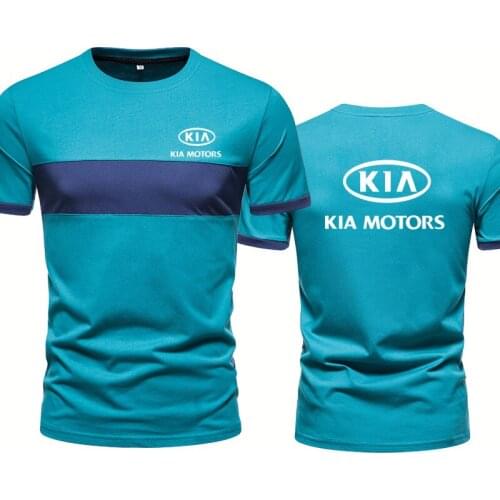 NEW Mens Short Sleeve KIA Car Logo printing T-shirt Summer casual Cotton Splicing T-shirts Fashion Male Brand Tee